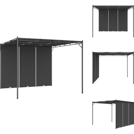 Belvédère de jardin avec rideau latéral 3x3x2,25 m Anthracite - Abris De Jardin - Auvent De Jardin - Gazebo - Parasol - Abri Solaire (1/5)