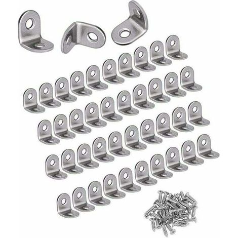 Equerres Metalliques,30PCS Equerre de Fixation Petits Equerre Angle Support Angle Droit en Acier Inoxydable Support d'Angle à 90 Degrés, 20 x 20 x 16mm,pour Bois,Meubles,Placard，-Crezuo