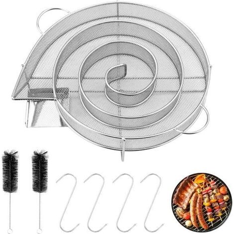 Générateur de fumée rond,acier inoxydable de haute qualité,Générateur de Fumee Froide Fumoir avec brosse et crochet,fumoir à viande (1/4)