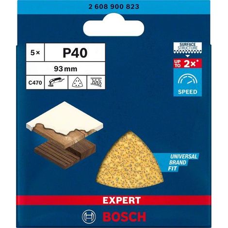 2608900823 - Set 5 Fogli Abrasivi C470 , P40 , EXPERT for LEGNO+VERNICE , 93mm