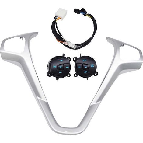 Botón de interruptor de control de crucero LED azul para Ford Fiesta MK7 MK8 Escort Ecosport con marco embellecedor del volante y cableado. (1/5)