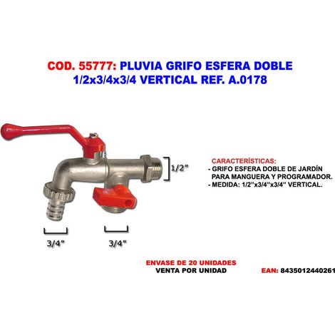 Pluvia Sphere Wasserhahn 1/2 Zwei Ausgänge 3/4 Vertikal A.0178