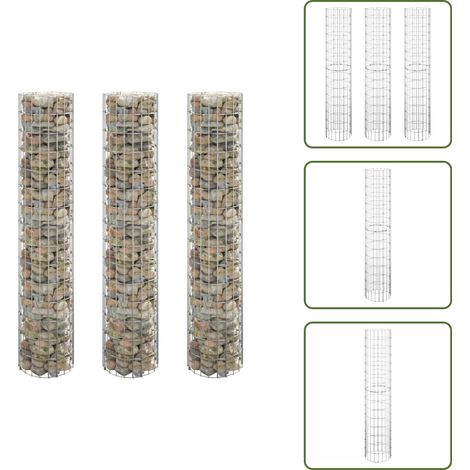 Lit surélevé à gabion circulaire 3pcs Acier galvanisé Ø30x150cm - Jardiniere En Gabion - Lits Surélevés - Bacs De Plantation - Décoration Extérieur - Mobilier Jardin (1/5)