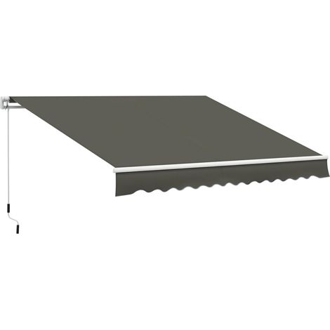 Store extérieur à manivelle, dimensions 350 x 250 cm, finition grise élégante, structure robuste et pratique, idéal pour protéger terrasse ou balcon du soleil