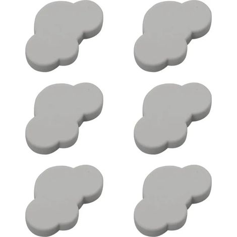 Lot de 6 boutons nuage en caoutchouc pour meubles enfant, poignées d'armoire et tiroirs, idéal filles et garçons. - Gris - Gris (1/5)