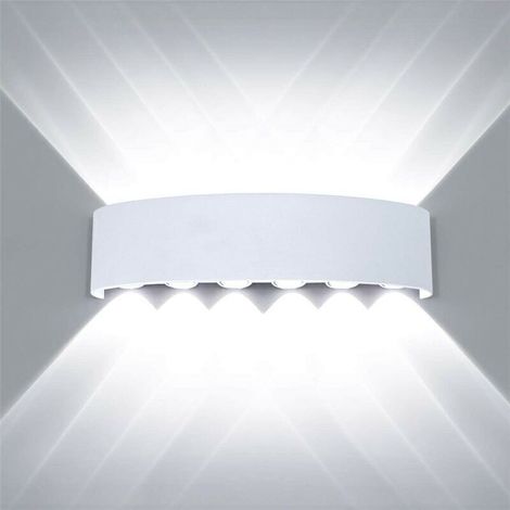 Applique Murale 12 LED Ampoule Aluminium - Blanc Froid Noir - pour Maison, Couloir