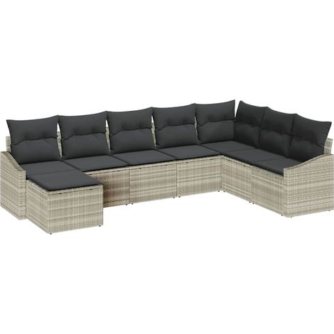 Maison Exclusive - Gartensofa-set mit Kissen 8 pcs Hellgrau Poly-