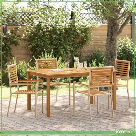 Ensemble de salle à manger pour jardin - FAFEICY - 3365519 - Beige - Acacia massif & poly rattan - 4 personnes (1/5)