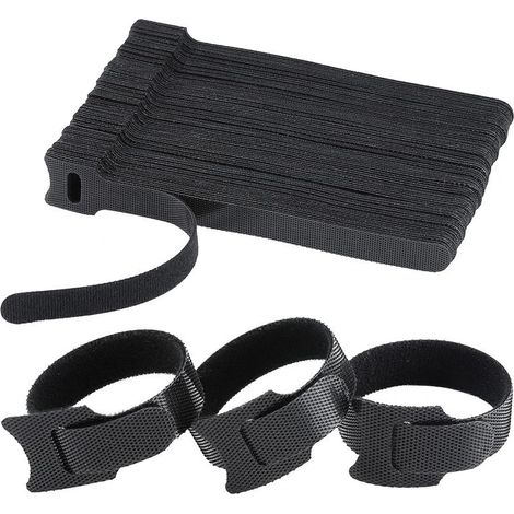 Lot de 120 attaches de câble réutilisables en nylon, [150 mm x 12 mm], attaches de câble réglables avec velcro, gestion des câbles pour le bureau, la maison, le jardin et plus encore - Bleu (1/5)