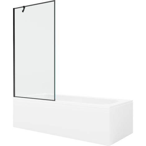 Baignoire rectangulaire Mexen Vega 150 x 70 cm avec tablier et pare-bain 1 volet 90 cm, motif noir - 550115070X9509007070 (1/5)