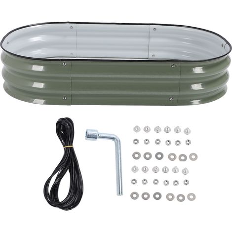 Kit de lit de jardin surélevé pour légumes, jardinières de fleurs, extérieur, bricolage facile, ovale, vert clair (1/5)