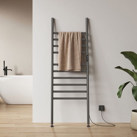 EMKE Sèche-Serviettes Électrique sur Pied 385 W, Radiateur Extra-Plat 32 mm avec WiFi, Programmation Hebdomadaire et IP45, Gunmetal (1/5)