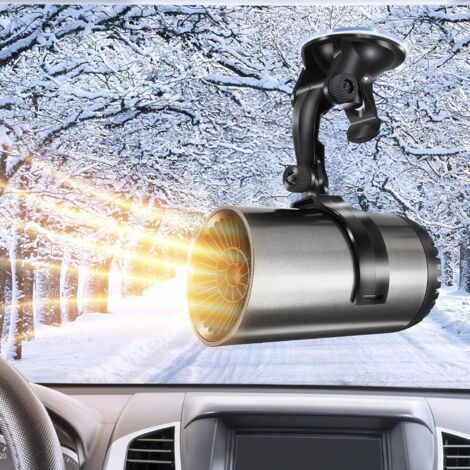 Chauffage de voiture, désembueur et dégivreur de pare-brise, chauffage de voiture portable 12 V 150 W, chauffage et refroidissement rapides, chauffages de voiture enfichables (noir) (1/4)