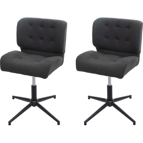 Set 2x sedie sala pranzo ufficio HHG-442 girevole regolabile ecopelle grigio Vintage piede nero
