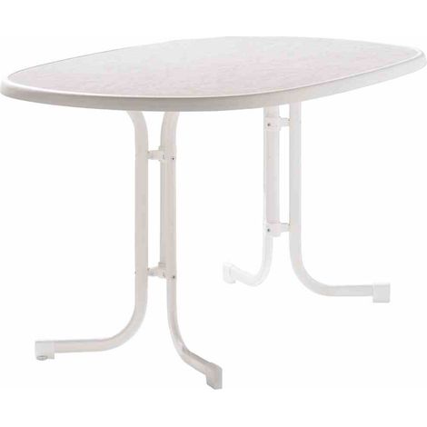 Tisch 152/W 140 x 90 cm wei Gestell aus Stahl in wei, Tischplatte aus Mecalit-Pro in wei (1/4)