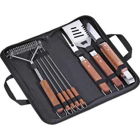 Küchenprofi Set da barbecue Texas, 8-TLG, accessori per barbecue in acciaio inox, set di posate per barbecue composto da forchetta per carne, pinza per barbecue, spazzola per barbecue, 4 spiedini, (1/5)