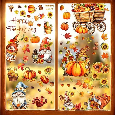 Autumn Window Stickers - Autumn Window Decoration - Thanksgiving (1/5)
