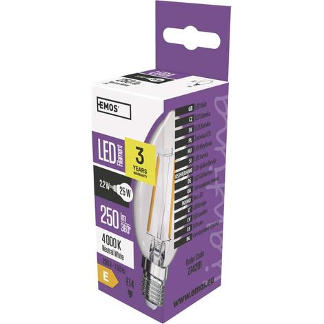 LED-Glühbirne Filament Kerze E14 neutralweiß 2,2 W (1/5)