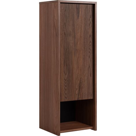 Colonne de salle de bain suspendue PENZO 100 cm noyer foncé avec façade cannelée (1/5)