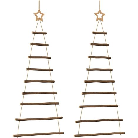 Alberi di Natale  Albero natalizio  Albero festivo sospesi con stelle in alto 2 pz 55x120 cm Ramo naturale (1/5)