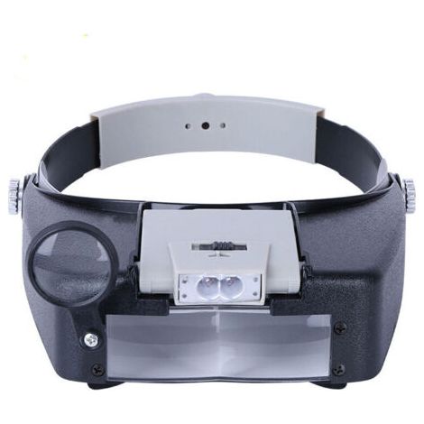 Bandeau Loupe Horloger Mains Libres Loupe avec Lumière Casque Loupe Grossissante avec LED Lumière, pour Horloger, Bijoutier, Lecture (1/5)