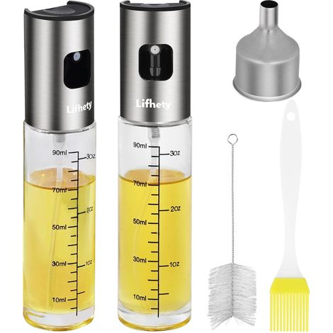 Spray Huile Cuisine, 2 Pièces Vaporisateur Huile d’Olive en Verre, Pulverisateur Huile Cuisine pour Cooking, Cuisson, Air Fryer Accessoires (1/5)