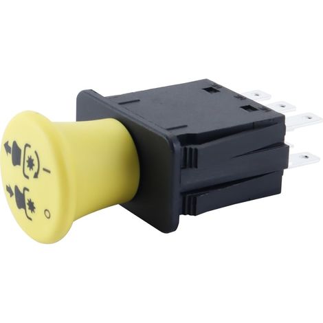 Interrupteur de prise de force mécanique, bouton poussoir manuel jaune, compatible avec les tracteurs de pelouse L120 L130 D140 D150 D155 L2048 L2548 (1/5)