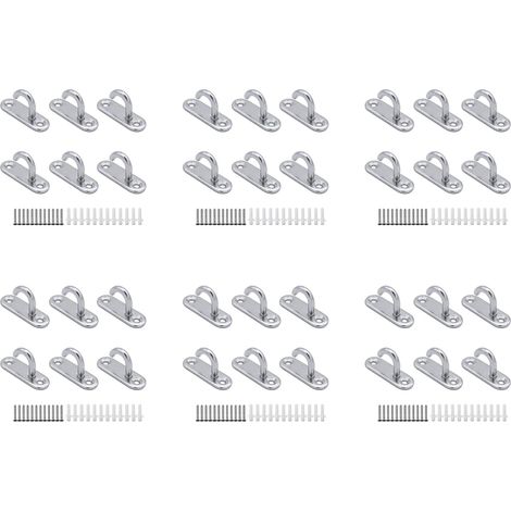 36 Pack Crochets de Plafond En Acier Inoxydable M5 Ovale Crochets Ouverts Pad Plaque Oeil Ancrage Vis Fixation Murale Crochet pour Panier de Plantes (1/5)