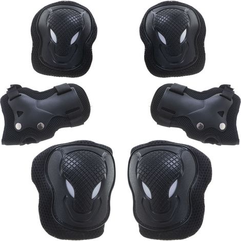 Ensemble de protections noires pour genoux, coudes et poignets, pour patins à roulettes