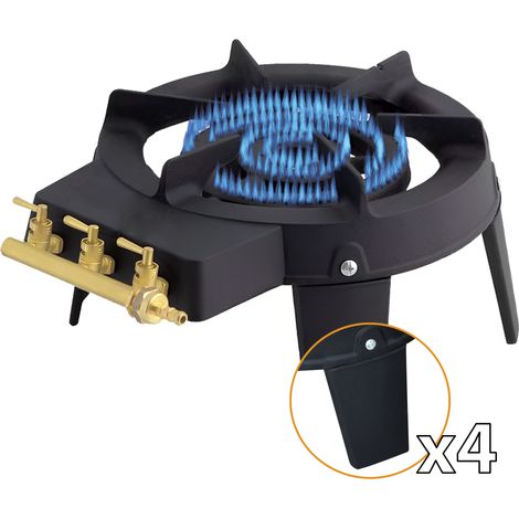 Fornellone Fornello a gas gpl in Ghisa 3 rubinetti e 4 piedi con fiamma regolabile e tripla corona ideale per Campeggio, Picnic e Catering 9,5 kW