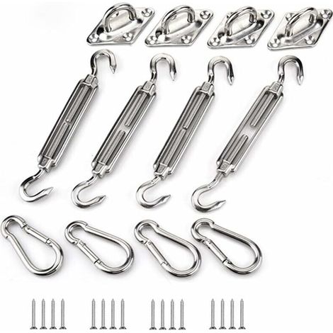 Kit de Fixation pour Voile D'ombrage, Acier Inoxydable Soleil Voile D'ombrage Kit de Fixation pour Triangle et Carré, Rectangle, du Soleil Voile D'ombrage Accessoires de Fixation M5 (1/5)