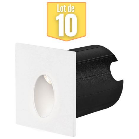Lot de 10 mini spots LED mural BRAYTRON Vector C, carré, blanc, 2W, 3000K, IP65 (1/5)
