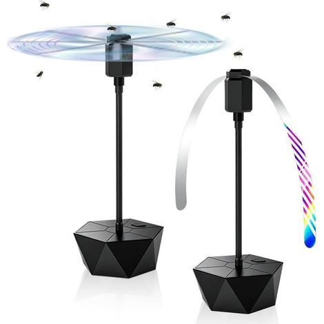 Ventilateur Anti Mouches, 2 Pièces Ventilateur Anti moustiques Mouches Fly Fan sans Produits Chimiques Répulsif à Mouches Répulsif à Pales pour Intérieure et Extérieure (1/5)
