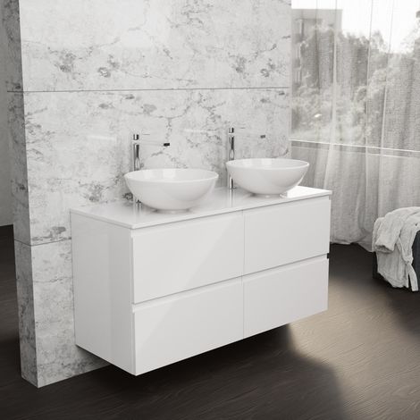 Inda - Meuble de salle de bain L.120 avec double vasque à poser / (1/5)