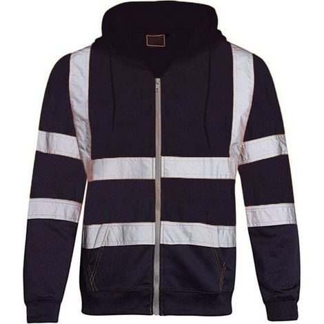 Homme Sweat à Capuche Réfléchissant Veste Travail Chantier Sécurité Haute Visibilité Jaune Orange Vert Automne Hiver Imperméable Coupe-Vent (1/5)