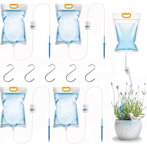 5er-Pack automatische 3,5-Liter-Bewässerungsbeutel, Tropfbewässerungsbeutel, Bewässerungsbeutel mit einstellbarem Ventil – Automatische Bewässerung für Zimmerpflanzen und Balkon (1/5)