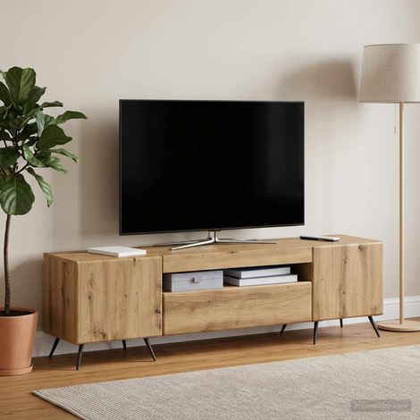 Beyamis Meuble TV LED en chêne massif, bois d'ingénierie (1/5)
