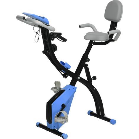 Cyclette Pieghevole con Resistenza Magnetica 8 Livelli, Sensore di Frequenza Cardiaca, Volano 2.5kg, Azzurro