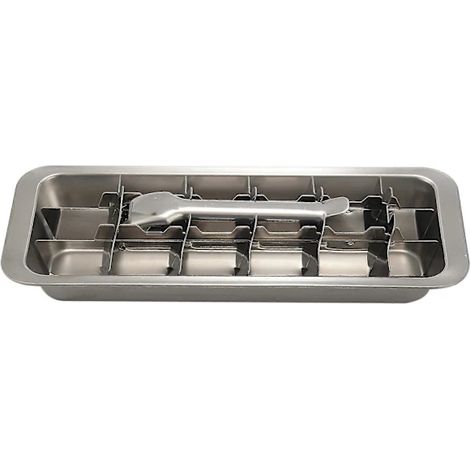Moule à glaçons avec levier, moule à glaçons 2 en 1 et broyeur à glace en acier inoxydable (1/4)