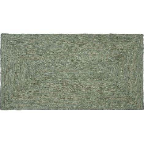 Tapis de sol rectangulaire en jute vert olive, mesurant 60 x 110 cm. (1/5)