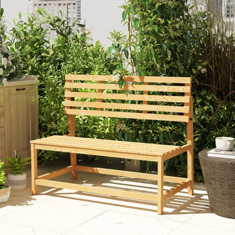 REDOM Banc de jardin convertible en table 110x61x89 cm, assise 2 places, charge 240 kg, bois de pin, teak (1/5)