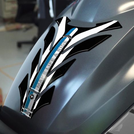 PARASERBATOIO ADESIVO 3D PROTEZIONE SERBATOIO Resinato per MOTO BMW Nero-Bianco (1/3)