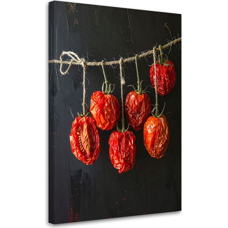 Quadro su tela, Pomodori essiccati su sfondo nero, 60x90 (1/5)