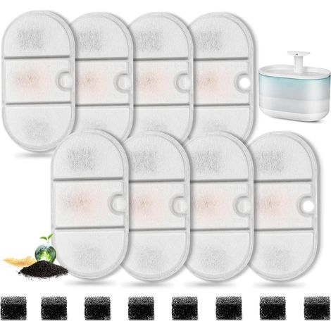 Juego de 8 filtros para bebederos de gatos con 8 esponjas
