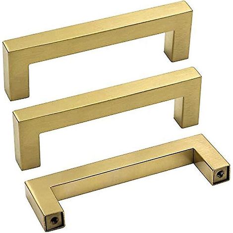 lot De 10 Poignes Or - 96mm Meuble En Acier Inoxydable Poignes De Tiroir Moderne Pour Commode Armoire Porte