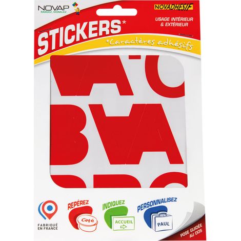 Lettres autocollantes 50mm Rouge NOVADHESIFS - 4370569 (1/6)