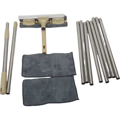 Raclette Vitre Multifonction 180° Rotative Outil Nettoyage – Avec Perche Extension Mur Porte, Couleur Café (1/4)