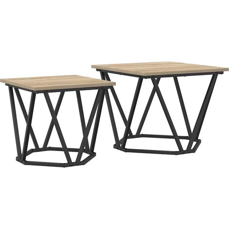 Ensemble de tables d'appoint 2 pcs,Table basse,Table de Salon Chêne sonoma 50 x 50 x 40 cm CFW90689 (1/5)