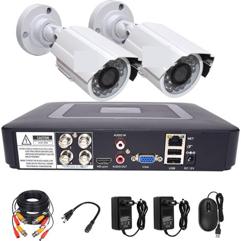 Système de caméra de sécurité à domicile DVR CCTV système de caméra de sécurité 2 pièces caméra AHD Kit analogique HD 720 P/1080 P balle en métal étanche ensemble de Surveillance vidéo ( Color : 1080P (1/5)
