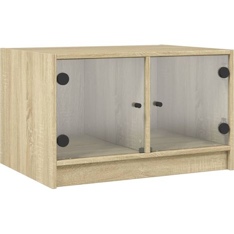 Tavolino da caffè dal design moderno con ante in vetro 68 x 50 x 42 cm in legno ingegnerizzato e vetro DEC037733